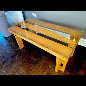 Pinball glass shipping crate coffee table